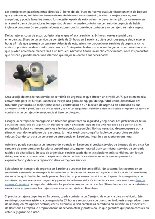 Servicios de cerrajeria urgente en Barcelona las veinticuatro H