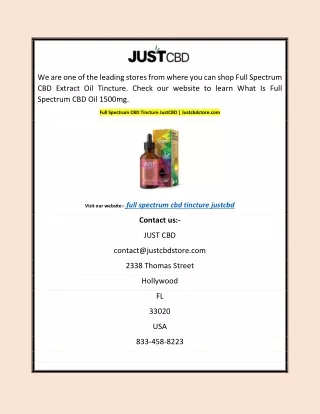 Full Spectrum CBD Tincture JustCBD | Justcbdstore.com