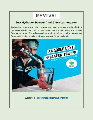 Best Hydration Powder Drink | Revivalshots.com