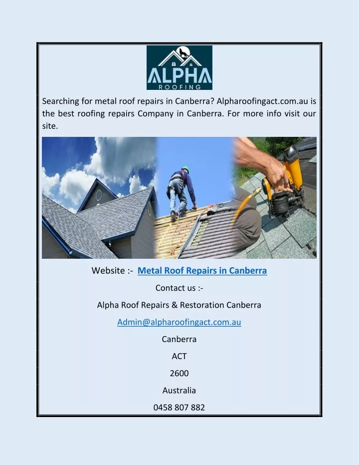 searching for metal roof repairs in canberra