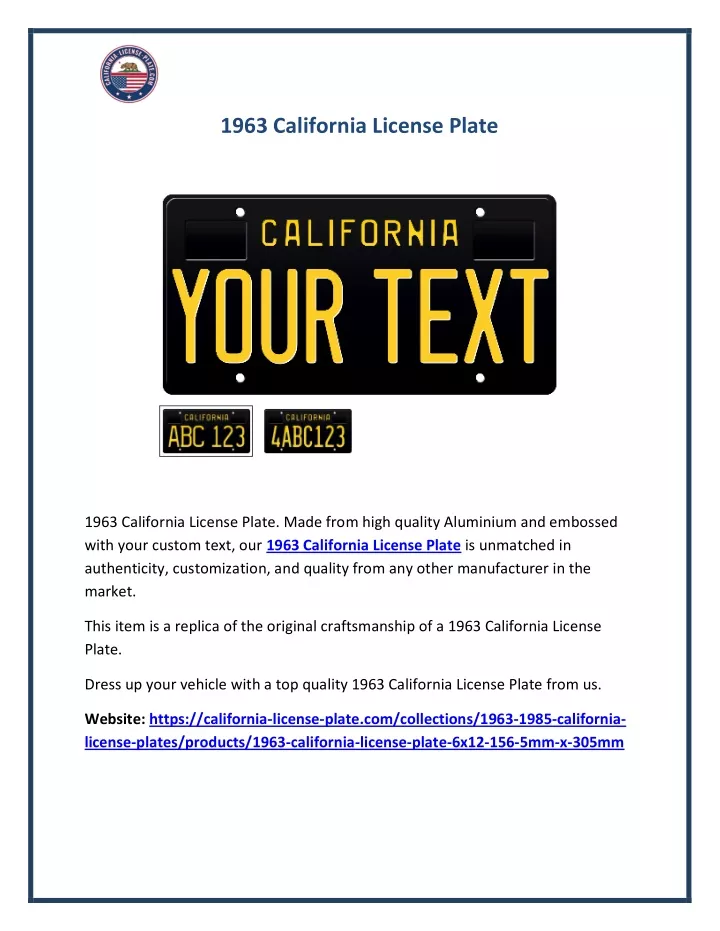 1963 california license plate
