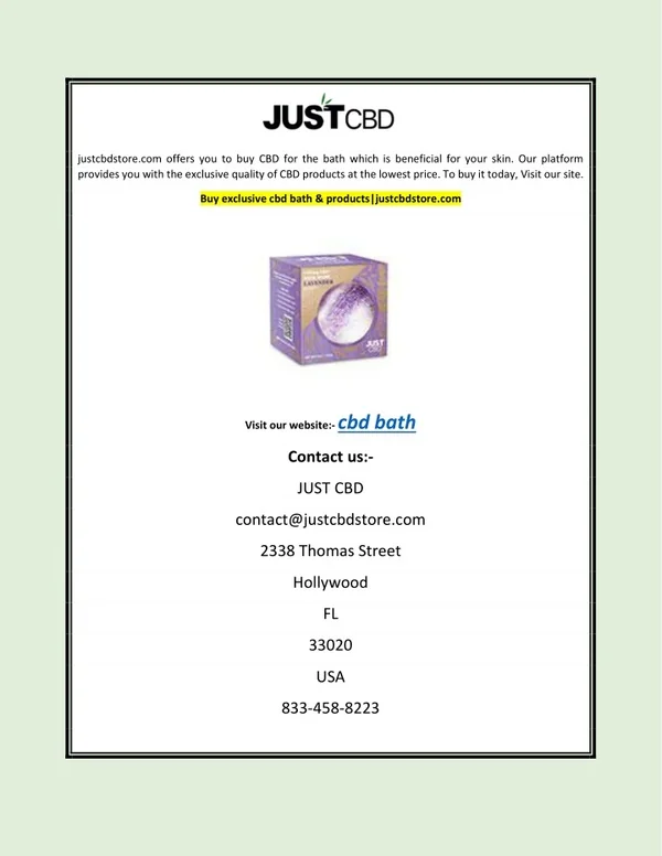 Buy exclusive cbd bath & products|justcbdstore.com