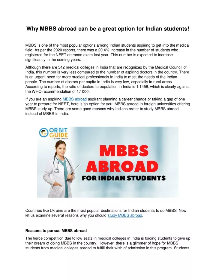 why mbbs abroad can be a great option for indian