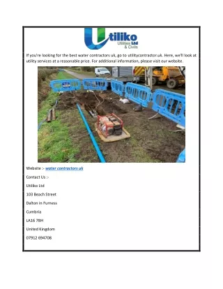 Water Contractors Uk  Utilitycontractor.uk
