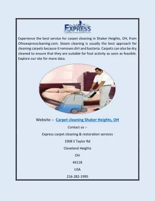 Carpet Cleaning Shaker Heights, Oh | Ohioexpresscleaning.com