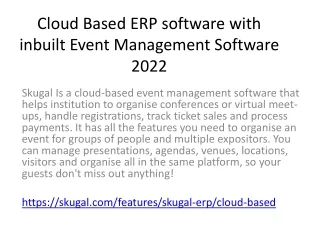 Cloud Based ERP software with inbuilt Event Management