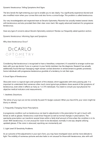 dynamic keratoconus telling symptoms and signs