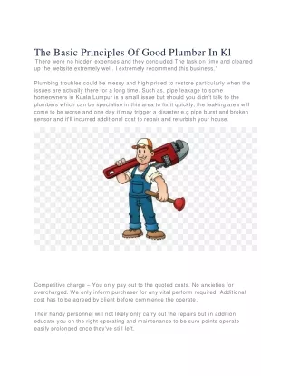 The Basic Principles Of Good Plumber In Kl