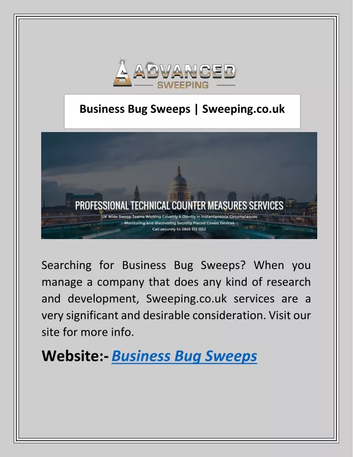 business bug sweeps sweeping co uk