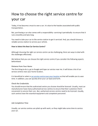 how to choose the right service centre for your