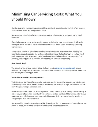 minimising car servicing costs what you should