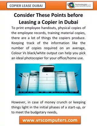 copier lease dubai