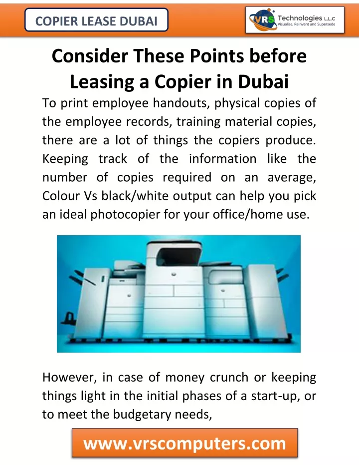 copier lease dubai