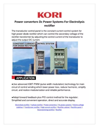 Power converters Dc Power Systems For Electrolysis rectifier Korirectifier.com
