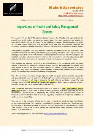 Safety Management System Melbourne
