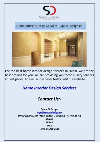 Home Interior Design Services | Space-design.co