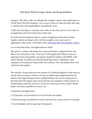 full stack web developer roles