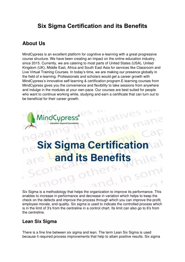 six sigma certification and its benefits