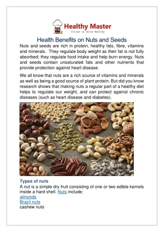 Health Benefits on Nuts and Seeds