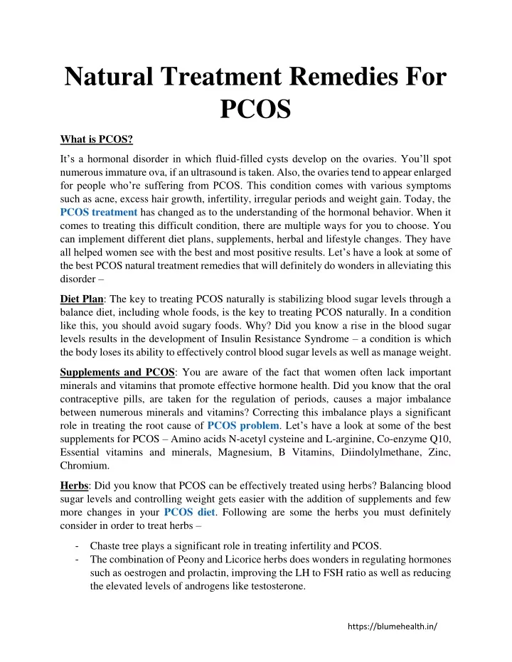 natural treatment remedies for pcos