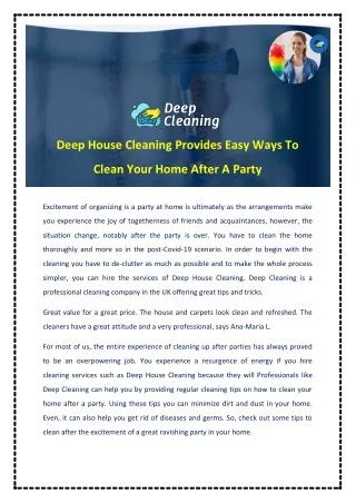 Deep House Cleaning Provides Easy Ways To Clean Your Home After A Party