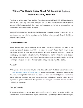 Things You Should Know About Pet Grooming Kennels before Boarding Your Pet