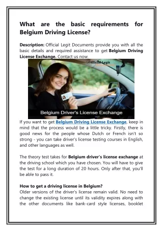 What are the basic requirements for Belgium Driving License PDF