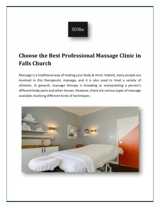 Choose the Best Professional Massage Clinic in Falls Church