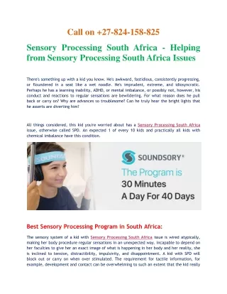 Sensory Processing South Africa - Helping from Sensory Processing South Africa Issues