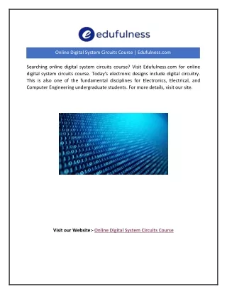 Online Digital System Circuits Course | Edufulness.com
