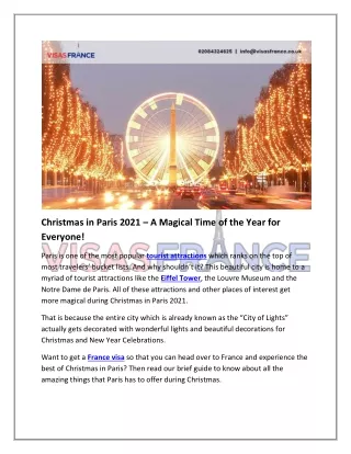Christmas in Paris 2021 – A Magical Time of the Year for Everyone!