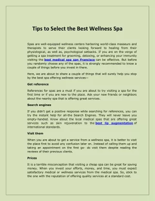 Tips to Select the Best Wellness Spa