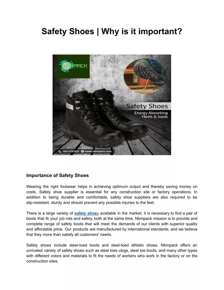 safety shoes why is it important