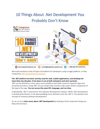 10 things about net development you probably