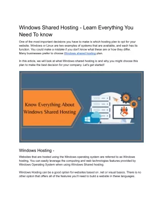 windows shared hosting learn everything you need