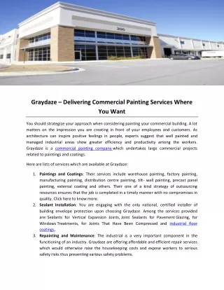 Graydaze – Delivering Commercial Painting Services Where You Want