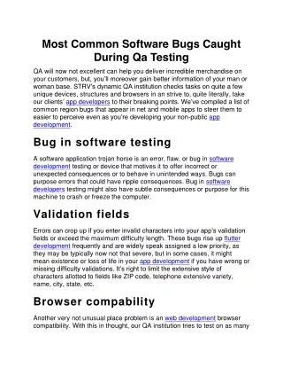 most common software bugs caught during qa testing