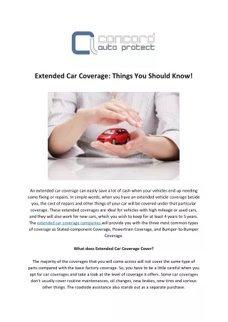 Extended Car Coverage Things You Should Know!
