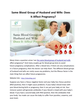 Same Blood Group of Husband and Wife: Does It Affect Pregnancy?