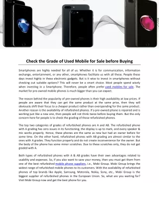 Check the Grade of Used Mobile for Sale before Buying