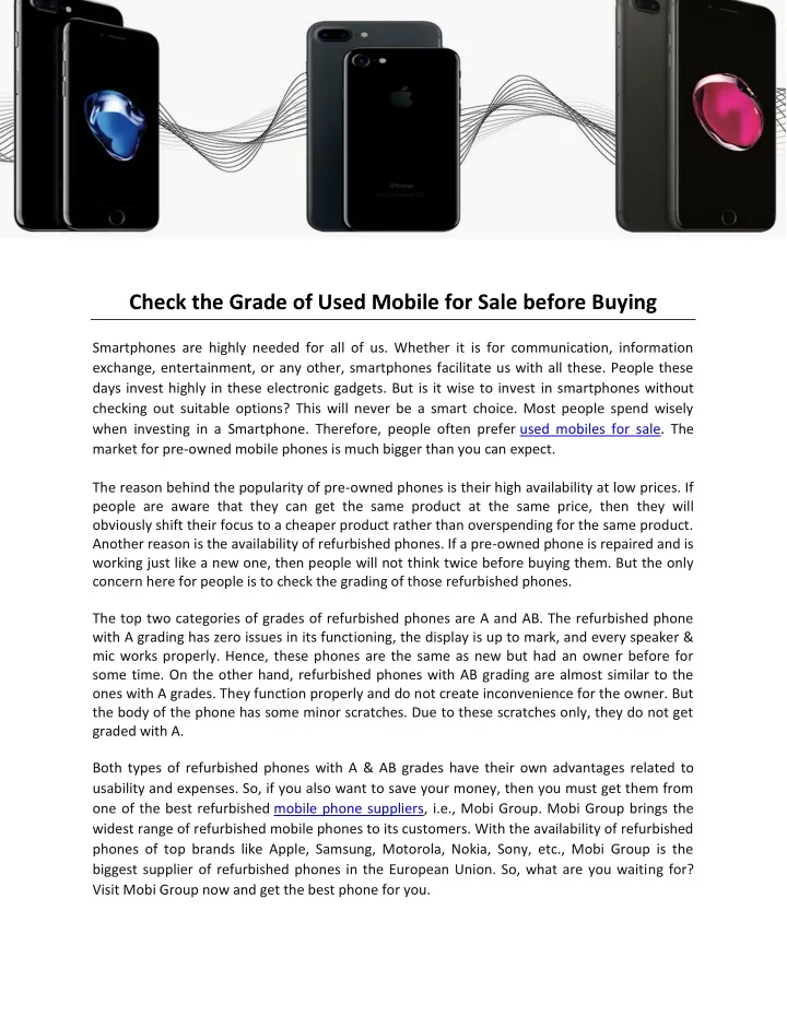check the grade of used mobile for sale before