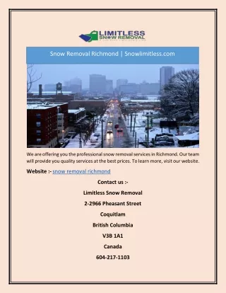snow removal richmond snowlimitless com