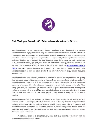 Get Multiple Benefits Of Microdermabrasion in Zürich