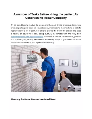 A number of Tasks Before Hiring the perfect Air Conditioning Repair Company