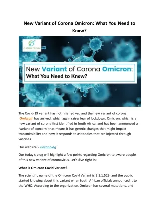 New Variant of Corona Omicron: What You Need to Know?