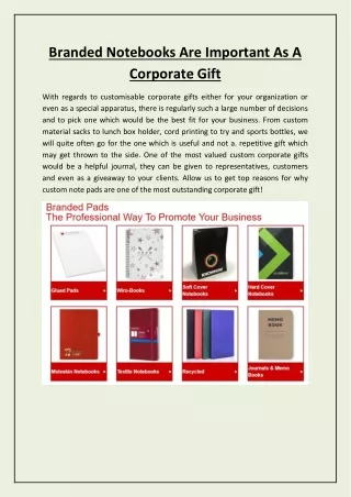 branded notebooks are important as a corporate