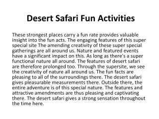 desert safari fun activities
