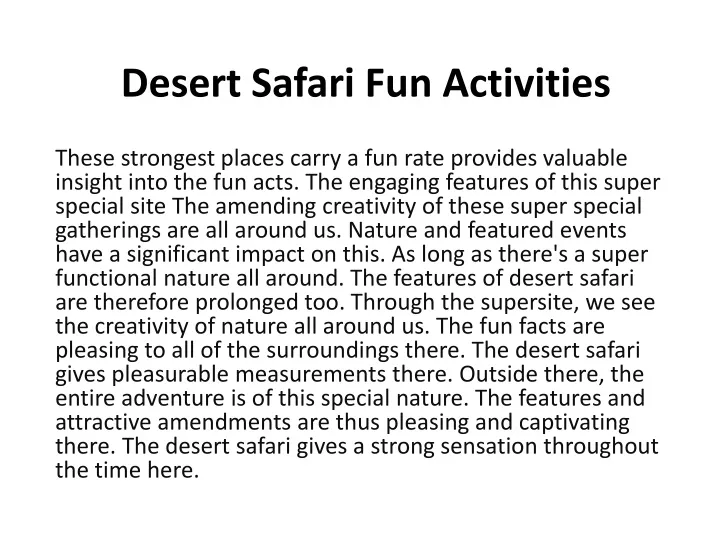 desert safari fun activities