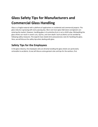 Glass Safety Tips for Manufacturers and Commercial Glass Handling