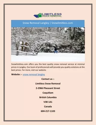 snow removal langley snowlimitless com